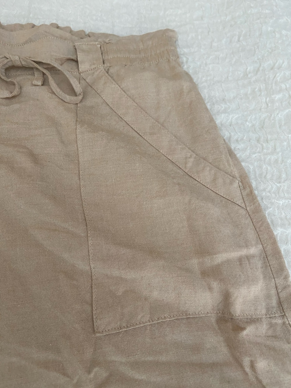 LOFT TAN LINEN BLEND CROP WIDE LEG PANT SIZE XL - Picture 7 of 10